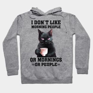 Funny Black Cat Drinking Coffee Hoodie